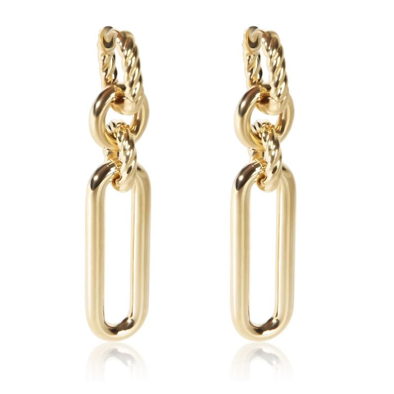 David Yurman Yellow Gold Lexington Earrings: Condition: Pre-owned,Item Length: 53 mm,Side Stone Type: No Stone,Metal Purity: 18k,With Original Box/Packaging: No,With Papers: No,Gross Weight (grams): 10.90,Department: Women's,Collection: