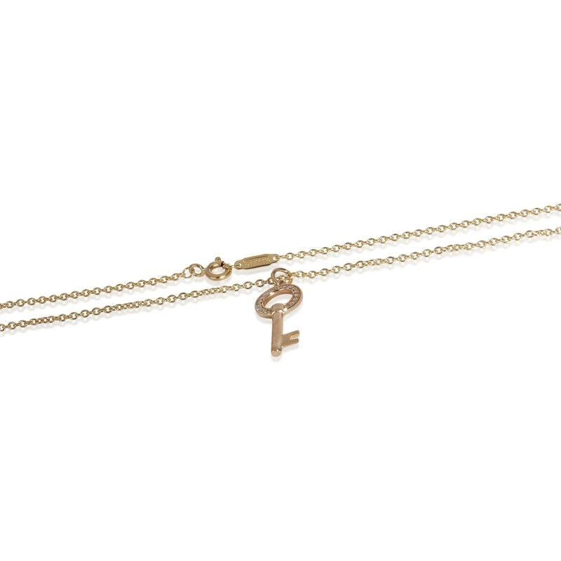 Tiffany & Co. Yellow Gold Diamond Mini Modern Open Round Key Pendant - 2