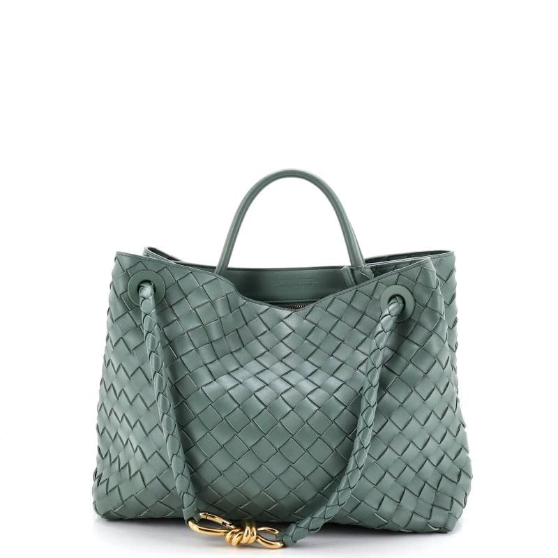 Bottega Veneta Andiamo Top Handle Bag Intrecciato Nappa Small: Accessories: Dust Bag Measurements: Height 8", Width 11", Depth 4", Strap Drop 20". Condition: Pre-owned - Excellent,Brand: Bottega Veneta,Exterior Material: Leather,Style: Top Handle,Exterior Color: