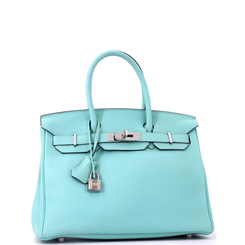 Hermes Birkin Handbag Blue Togo with Palladium Hardware 30 - 2