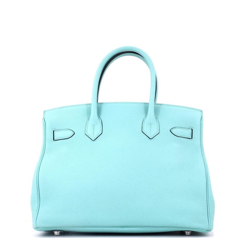 Hermes Birkin Handbag Blue Togo with Palladium Hardware 30 - 3