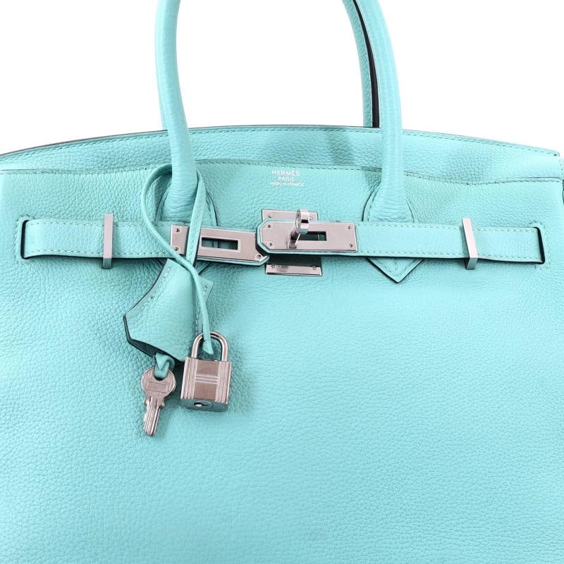 Hermes Birkin Handbag Blue Togo with Palladium Hardware 30 - 6