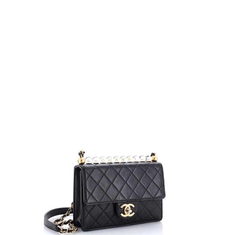 Chanel Chic Pearls Flap Bag Quilted Goatskin with Acrylic Beads Small - 2