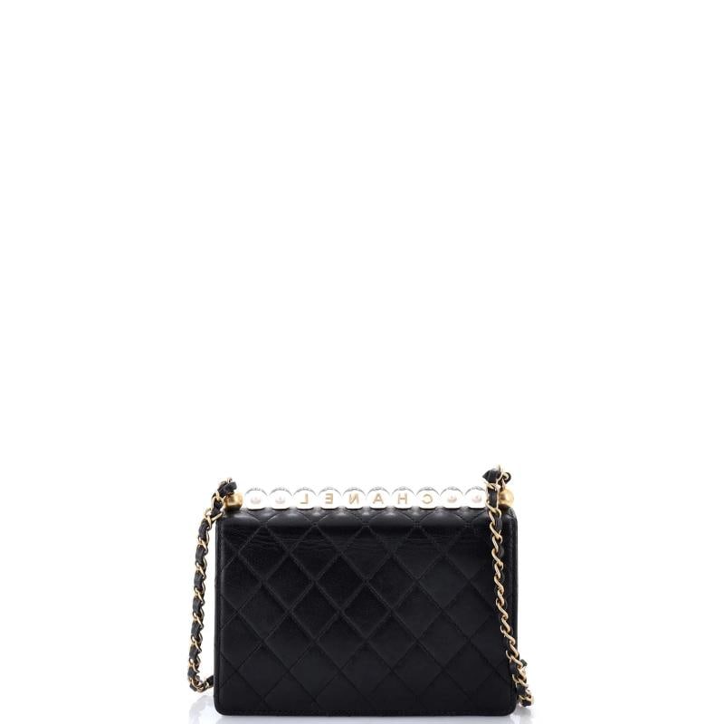Chanel Chic Pearls Flap Bag Quilted Goatskin with Acrylic Beads Small - 3
