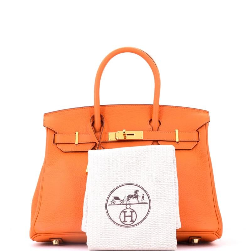 Hermes Birkin Handbag Orange Clemence with Gold Hardware 30 - 2