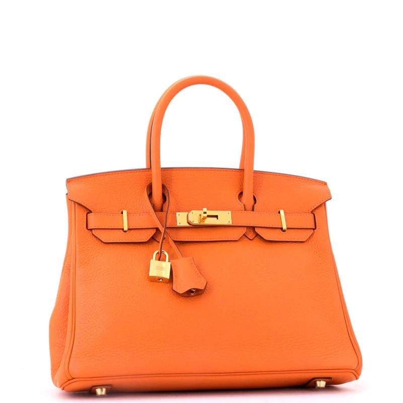 Hermes Birkin Handbag Orange Clemence with Gold Hardware 30 - 3