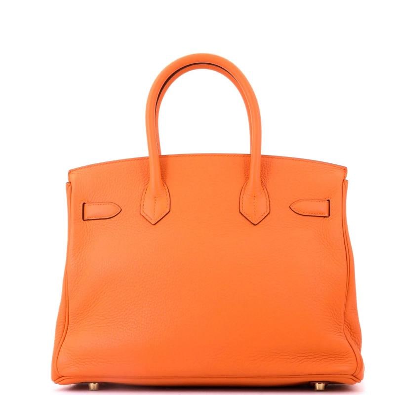 Hermes Birkin Handbag Orange Clemence with Gold Hardware 30 - 4