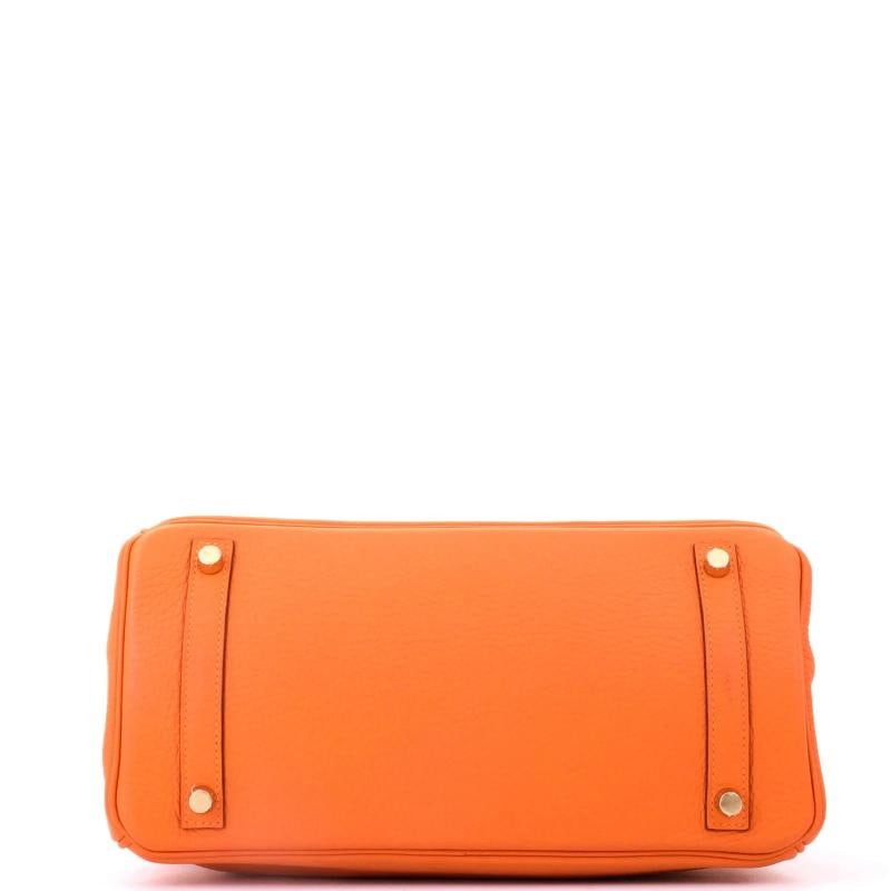 Hermes Birkin Handbag Orange Clemence with Gold Hardware 30 - 5