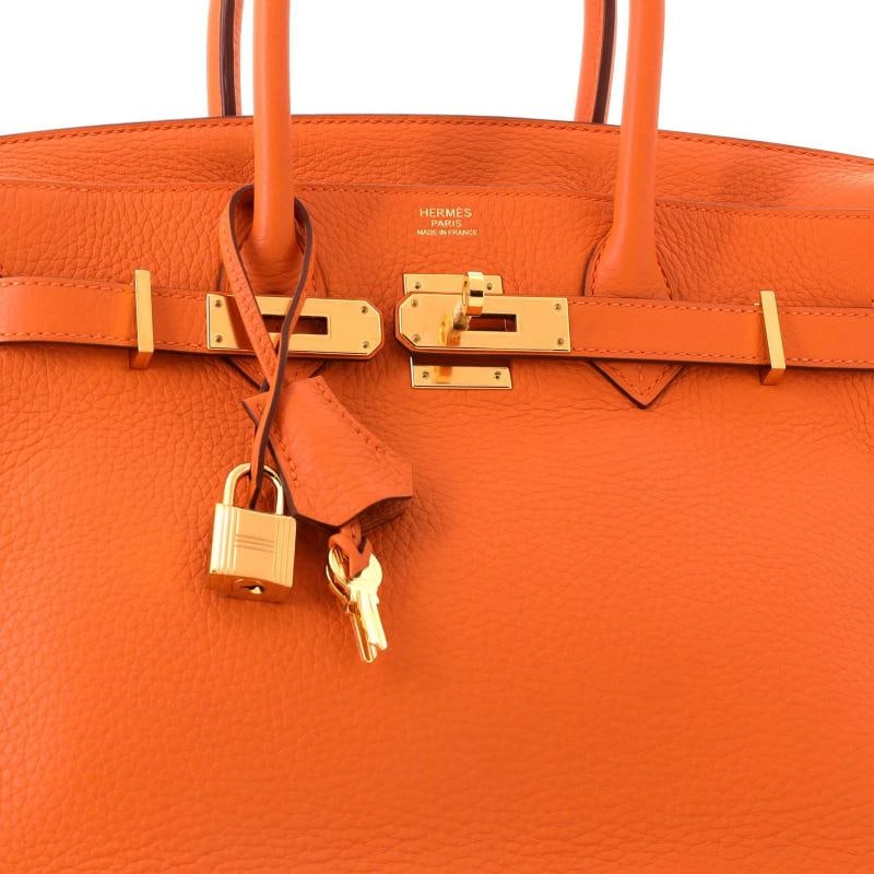 Hermes Birkin Handbag Orange Clemence with Gold Hardware 30 - 7