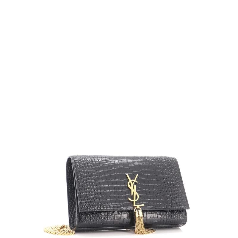Saint Laurent Classic Monogram Tassel Crossbody Bag Crocodile Embossed Leather - 2