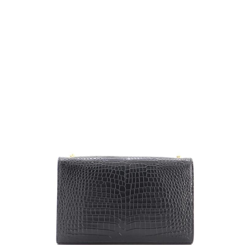 Saint Laurent Classic Monogram Tassel Crossbody Bag Crocodile Embossed Leather - 3