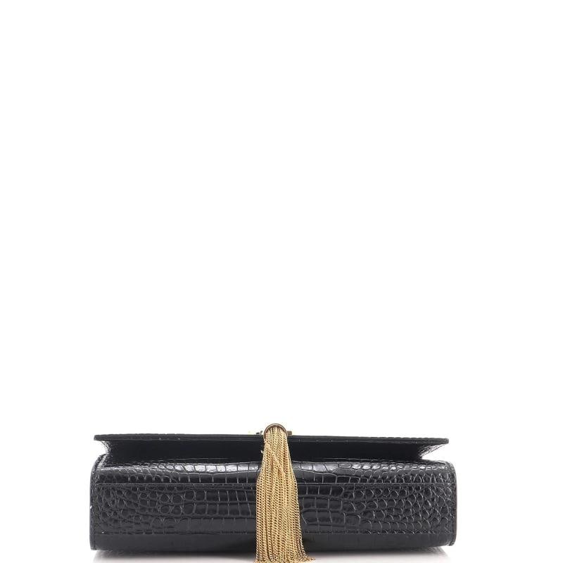 Saint Laurent Classic Monogram Tassel Crossbody Bag Crocodile Embossed Leather - 4