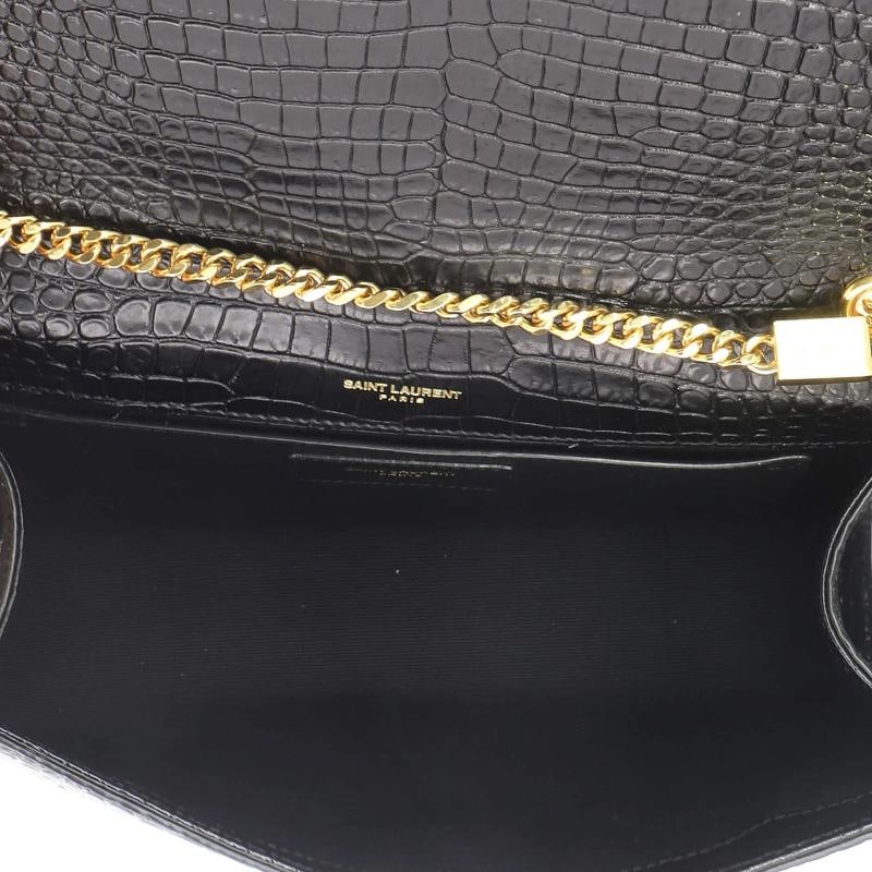 Saint Laurent Classic Monogram Tassel Crossbody Bag Crocodile Embossed Leather - 5