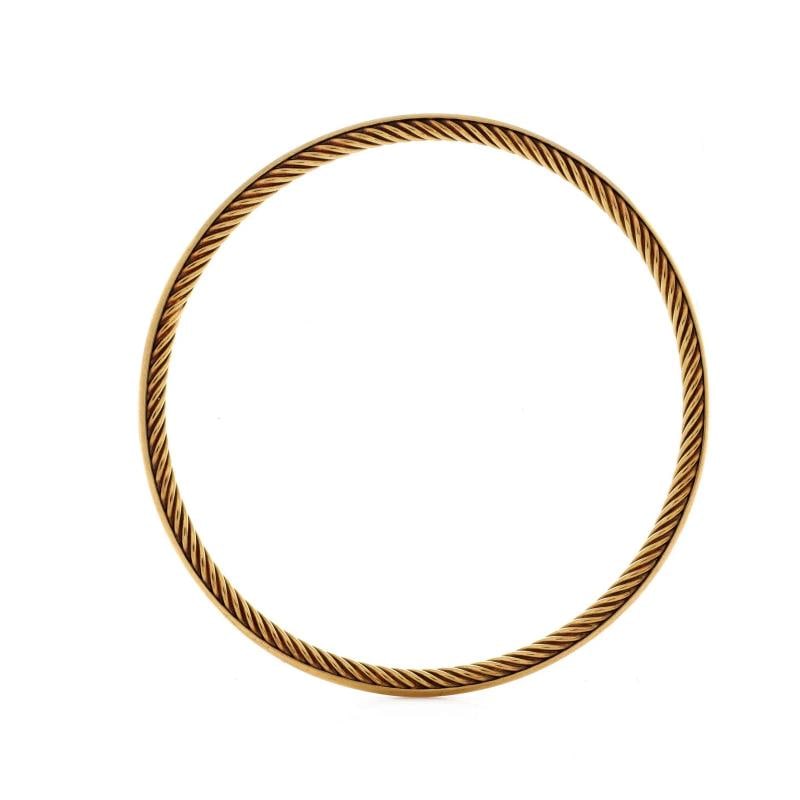 David Yurman Cable Inside Out Bangle Bracelet 18K Yellow Gold 3mm - 2