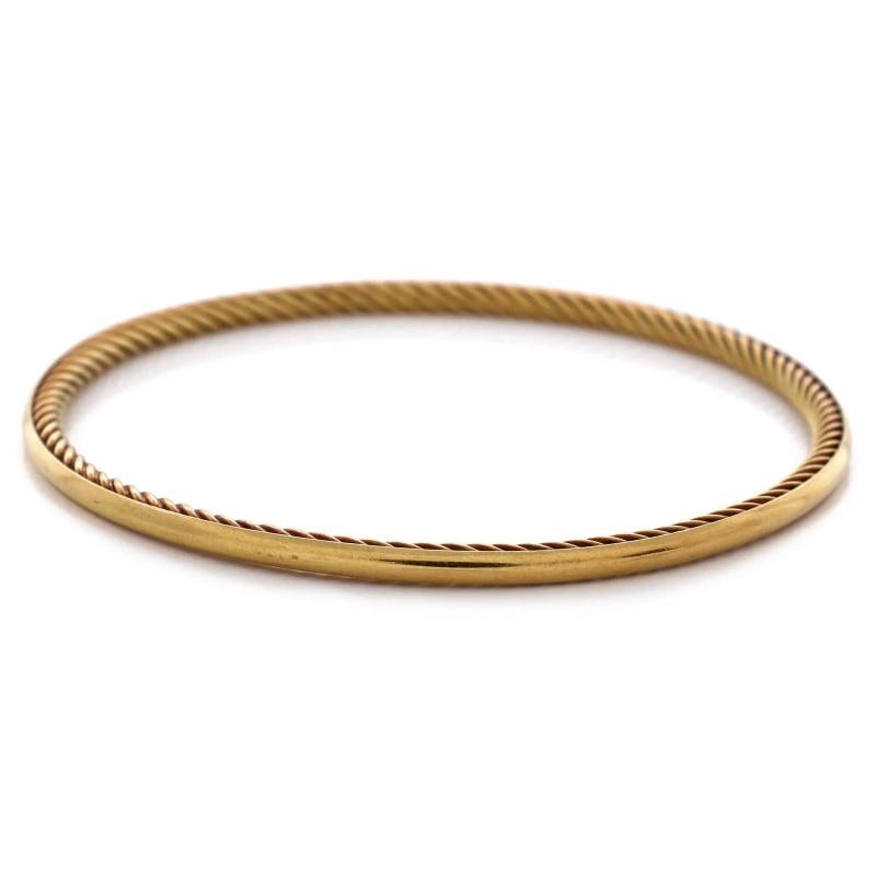 David Yurman Cable Inside Out Bangle Bracelet 18K Yellow Gold 3mm - 3