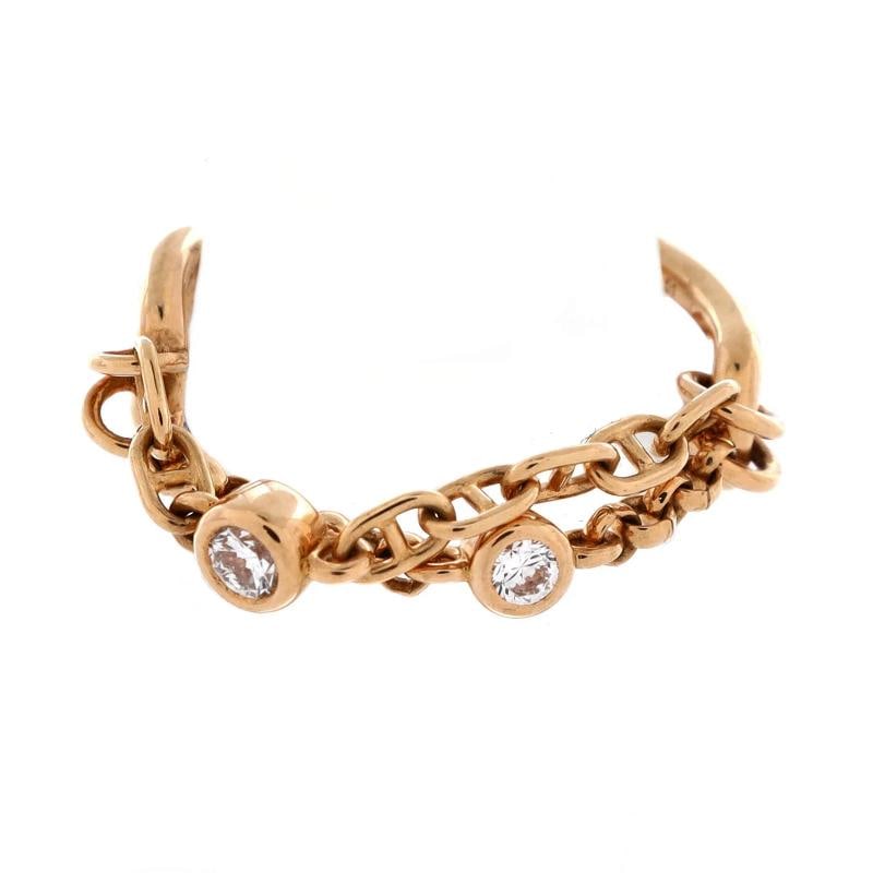 Hermes Chaine d'Ancre Chaos Ring 18K Rose Gold with Diamonds Small - 3