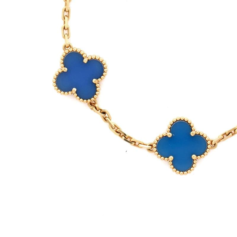Van Cleef & Arpels Vintage Alhambra 5 Motifs Bracelet 18K Yellow Gold and Agate - 2