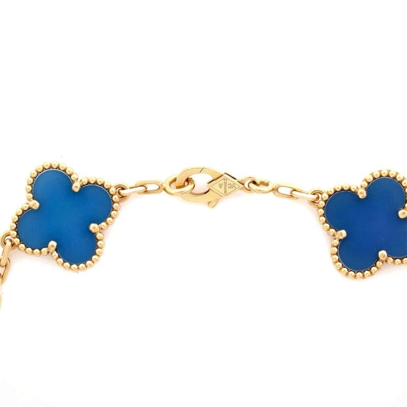 Van Cleef & Arpels Vintage Alhambra 5 Motifs Bracelet 18K Yellow Gold and Agate - 3
