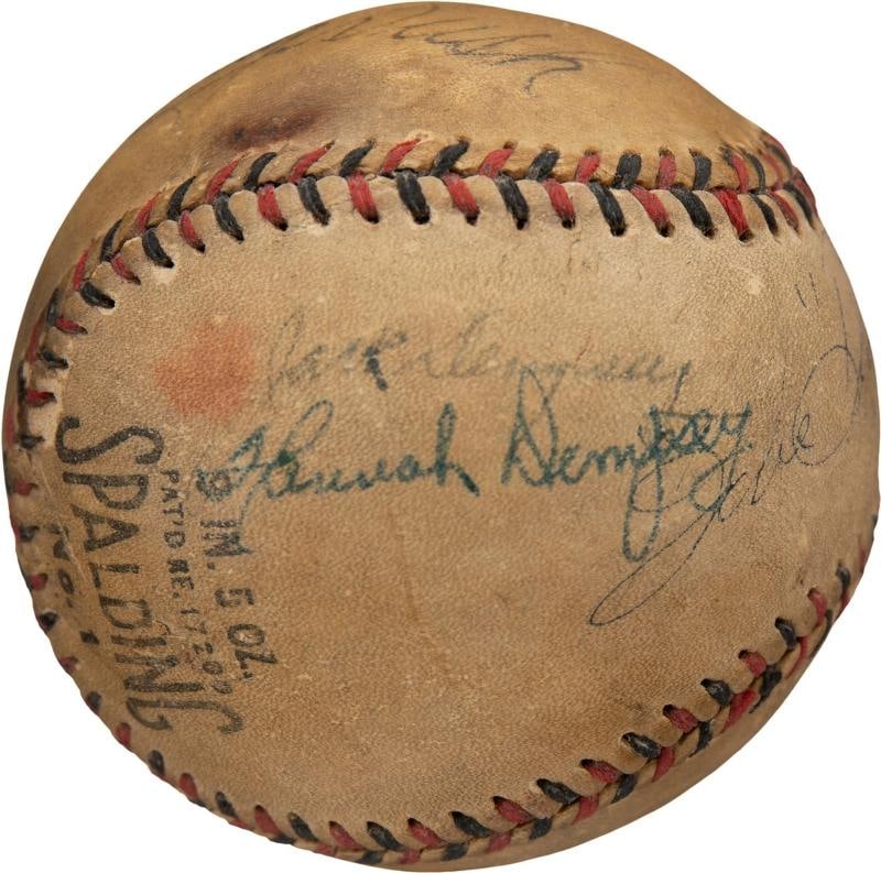Babe Didrikson Zaharias & Jack Dempsey Signed 1932 Baseball PSA DNA & JSA COA - 2