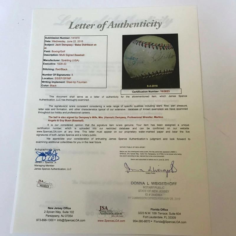 Babe Didrikson Zaharias & Jack Dempsey Signed 1932 Baseball PSA DNA & JSA COA - 3