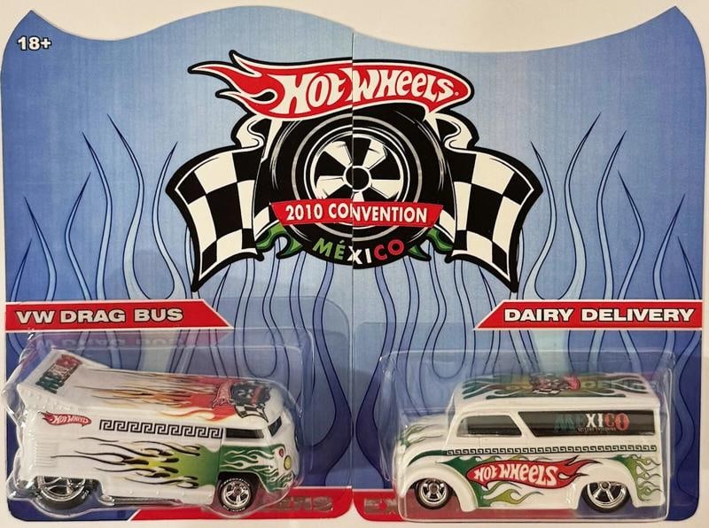 VW DRAG BUS & Dairy Delivery Hot Wheels 2010 Mexico Convention 1 of 80 Sellers: Condition: New: A brand-new, unused, unopened, undamaged item (including handmade items). See the seller's ... Read moreabout the conditionNew: A brand-new, unused, unopened, undamaged item