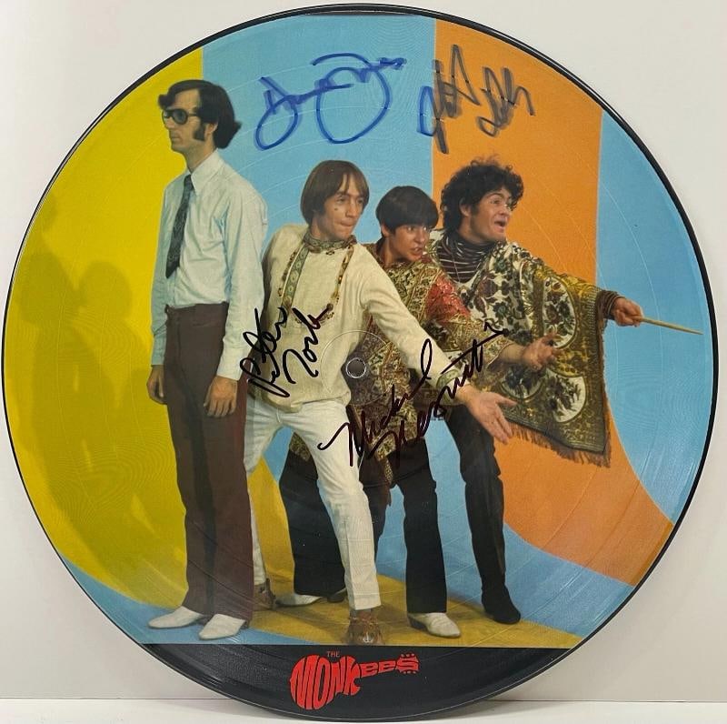 THE MONKEES: Michael Nesmith, Davy Jones, Peter Tork & Micky Dolenz Signed Vinyl Picture Disc (JS...: Original/Reproduction: Original,Object Type: Record,Autograph Authentication: James Spence (JSA),Signed: Yes,Industry: Music,Country of Origin: United States