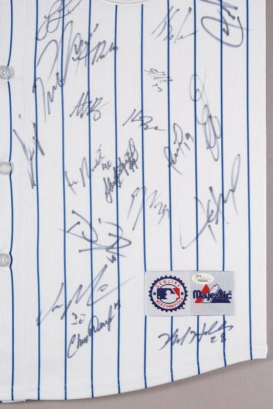 2015 Chicago Cubs Team Signed Framed Jersey 20 Signatures JSA COA - 3