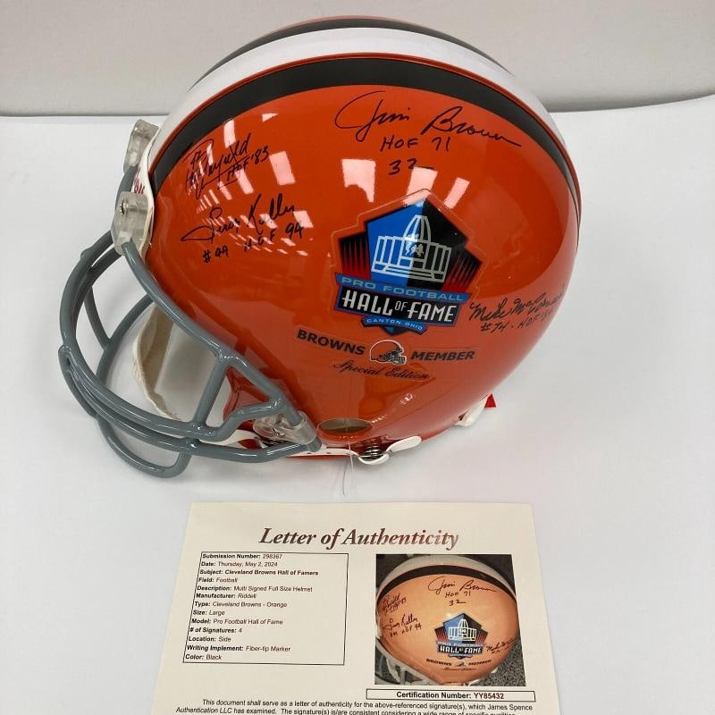 Jim Brown Cleveland Browns Hall Of Fame Legends Signed Full Size Helmet JSA COA (1 of 13)