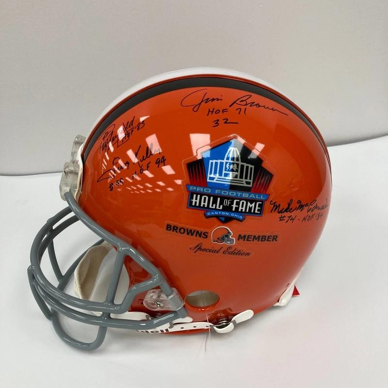 Jim Brown Cleveland Browns Hall Of Fame Legends Signed Full Size Helmet JSA COA - 2