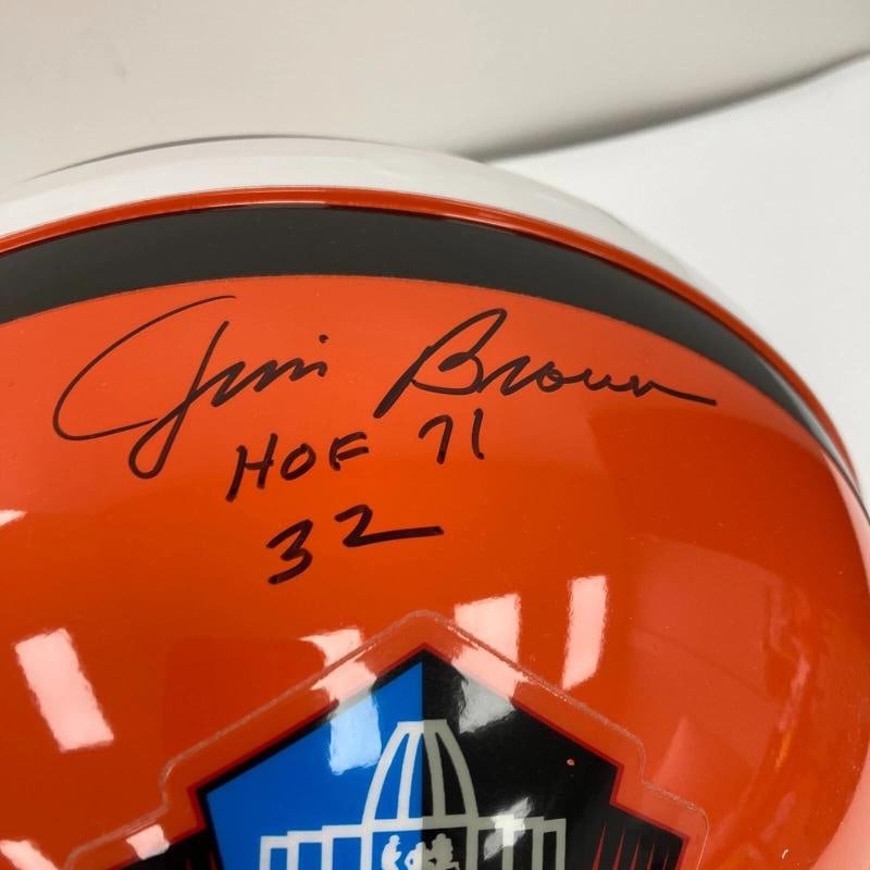 Jim Brown Cleveland Browns Hall Of Fame Legends Signed Full Size Helmet JSA COA - 5