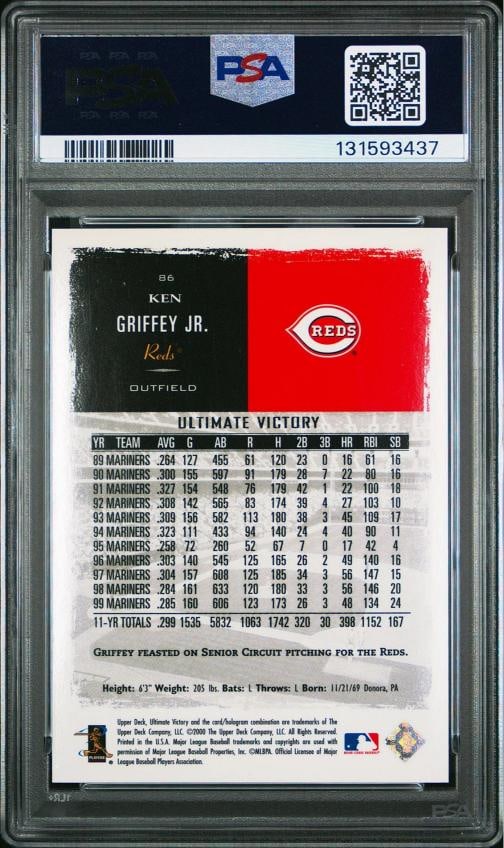 2000 Ultimate Victory #86 Ken Griffey Jr. Parallel 25 Gold /25 PSA 8 NM-MT - 2