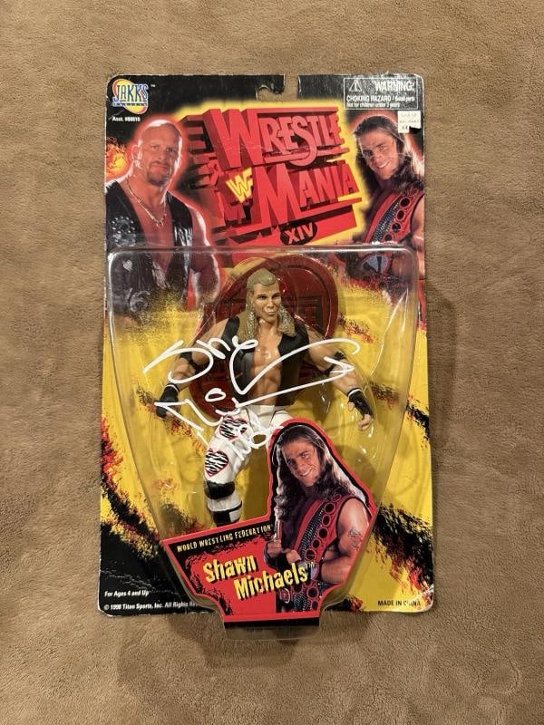 Shawn Michaels Signed Action Figure (Beckett): League: WWE,Player: Shawn Michaels,Sport: Wrestling,Original/Reprint: Original,Signed: Yes,Product: Action Figure,Country of Origin: China
