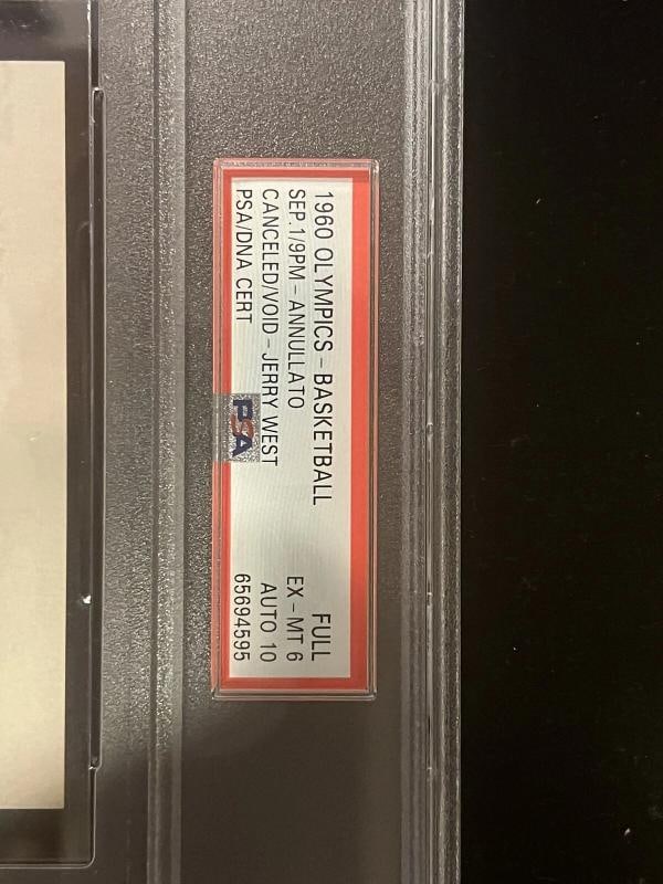 Jerry West Signed 1960 Olympic Game Full Ticket PSA EX-MT 6 AUTO 10 Autograph - 4