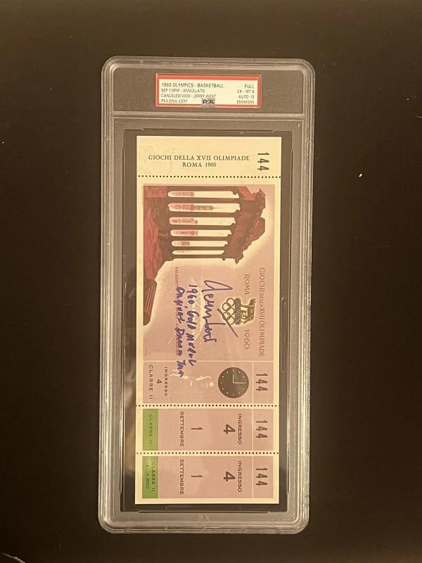 Jerry West Signed 1960 Olympic Game Full Ticket PSA EX-MT 6 AUTO 10 Autograph - 6