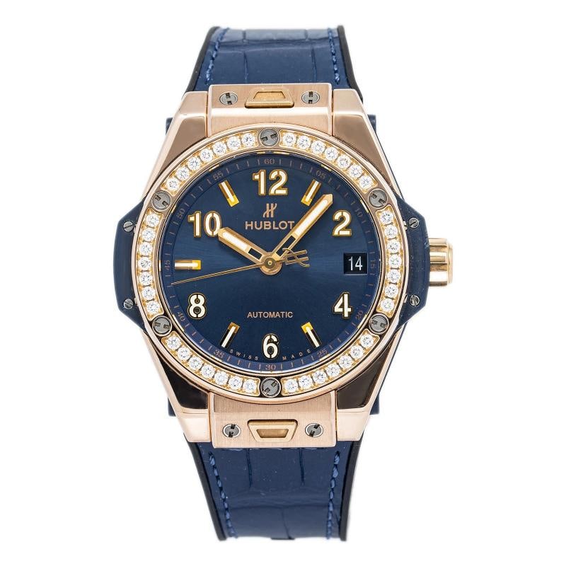 Hublot Big Bang 465.OX.7180.LR.1204 Bracelet RG Blue Arabic Auto 40mm: Case Size 40mm Wrist Fit 7.25 inches Box No Papers No Condition Ã¢â‚¬â€ Good Full Specifications SKU Hublot#84 Brand Hublot Model Big Bang Reference