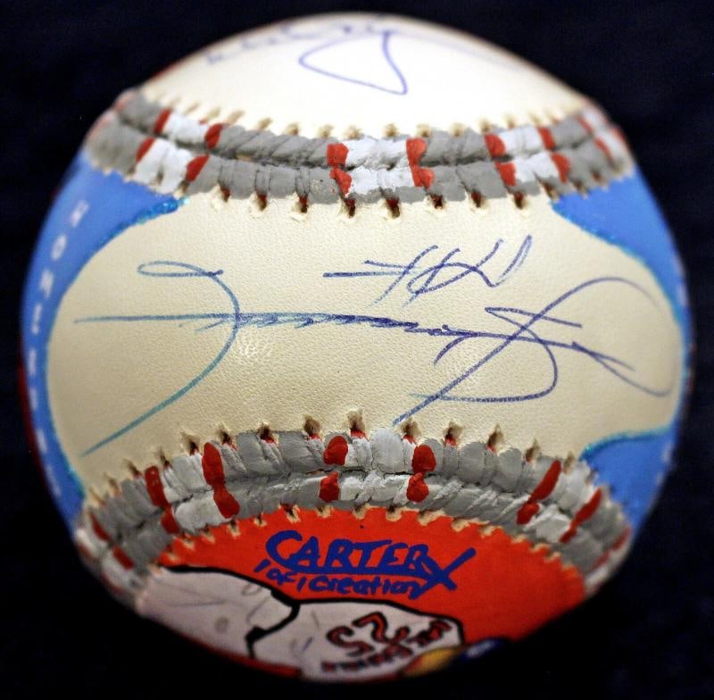 SAMMY SOSA + MARK MCGWIRE SIGNED 1998 HR CHASE CARTER X BASEBALL STEINER MLB COA - 2