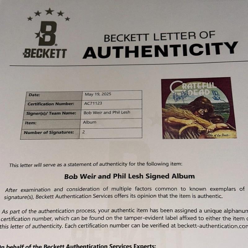 BOB WEIR & PHIL LESH Signed Grateful Dead LP ALBUM COVER (Beckett LOA) - 6