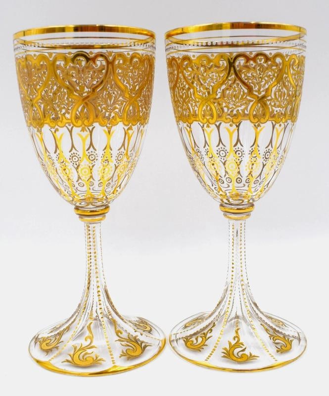 Pair of Moser Cut and Gold Gilt Wedding Toasting Goblets, Circa 1900 (1 of 8)