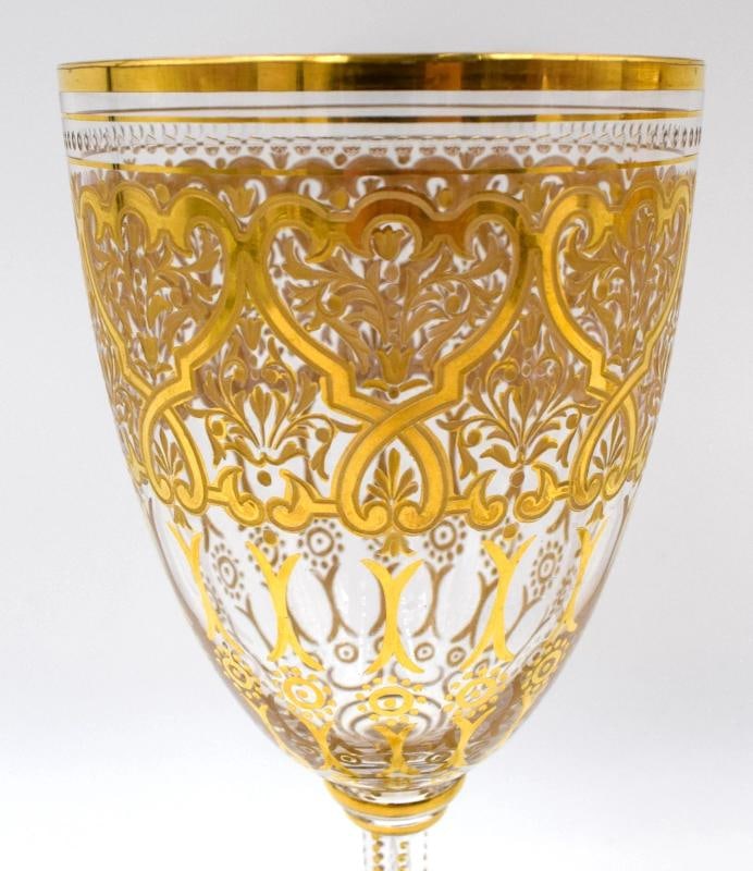 Pair of Moser Cut and Gold Gilt Wedding Toasting Goblets, Circa 1900 - 4