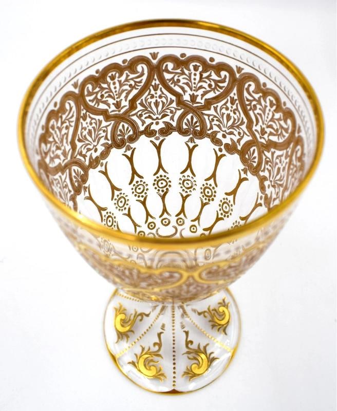 Pair of Moser Cut and Gold Gilt Wedding Toasting Goblets, Circa 1900 - 5