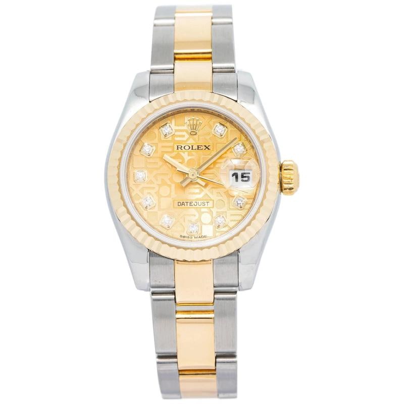 Rolex Datejust 179173 Oyster Yellow Gold Champagne Index Automatic 26mm: Case Size 26mm Wrist Fit 6.75 inches Box No Papers No Condition Ã¢â‚¬â€ Good Full Specifications SKU ROLEX#2617 Brand Rolex Model Datejust Reference 179173