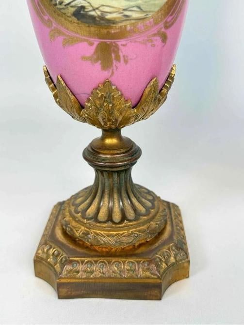 Pair Antique Samson Sevres Louis XVI Rose Pompadour Porcelain Ormolu Bronze Urns - 15