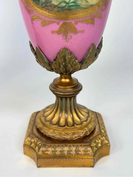 Pair Antique Samson Sevres Louis XVI Rose Pompadour Porcelain Ormolu Bronze Urns - 18