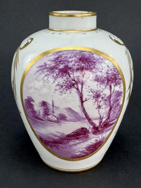 Pair Antique English Gold Pink Handpainted Vases - 4