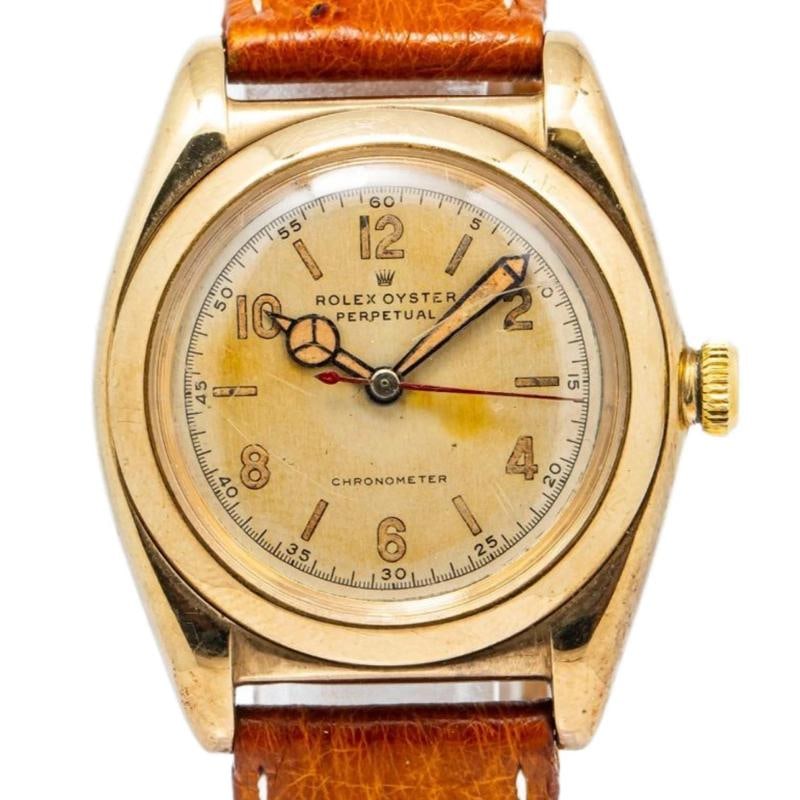 Rolex Oyster Perpetual 3696 Strap Yellow Gold Champagne Arabic Automatic 32mm - 2