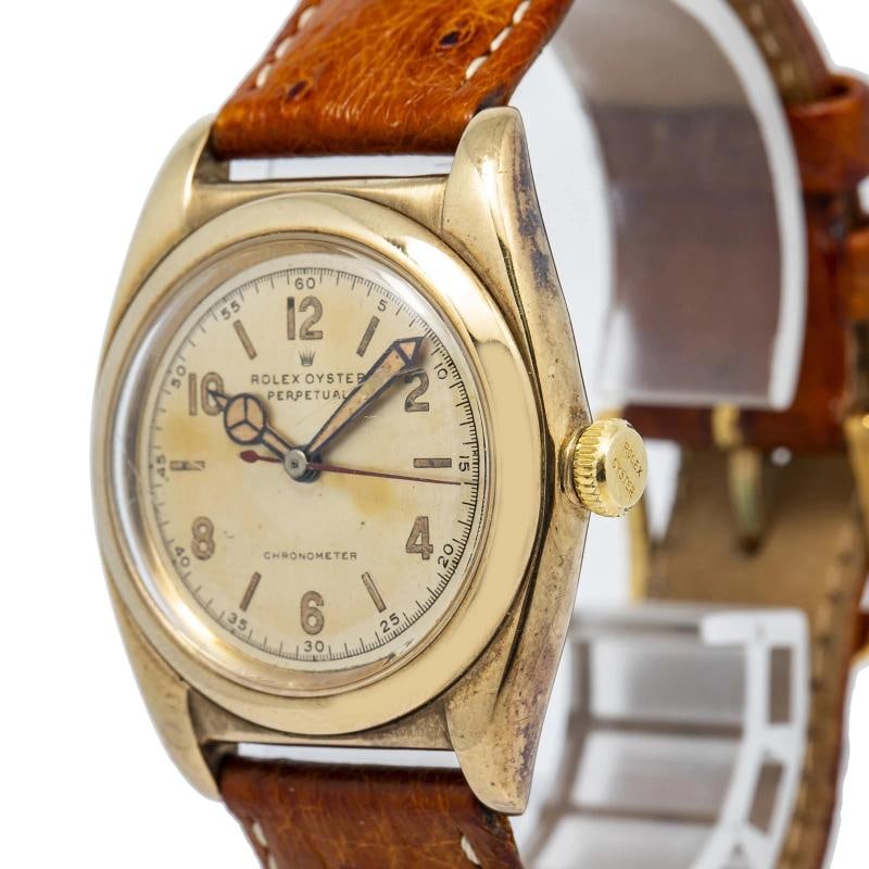 Rolex Oyster Perpetual 3696 Strap Yellow Gold Champagne Arabic Automatic 32mm - 3