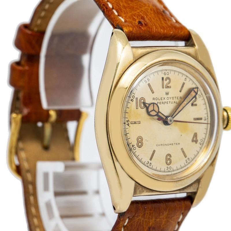 Rolex Oyster Perpetual 3696 Strap Yellow Gold Champagne Arabic Automatic 32mm - 4