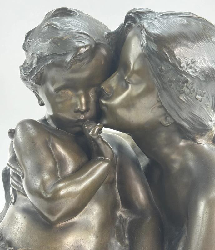 Antique French Bronze Henri Pernot Le Grande Soeur Sculpture - 2