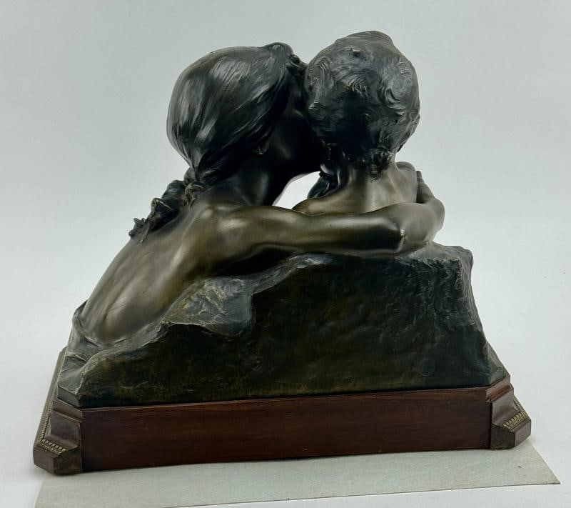 Antique French Bronze Henri Pernot Le Grande Soeur Sculpture - 4
