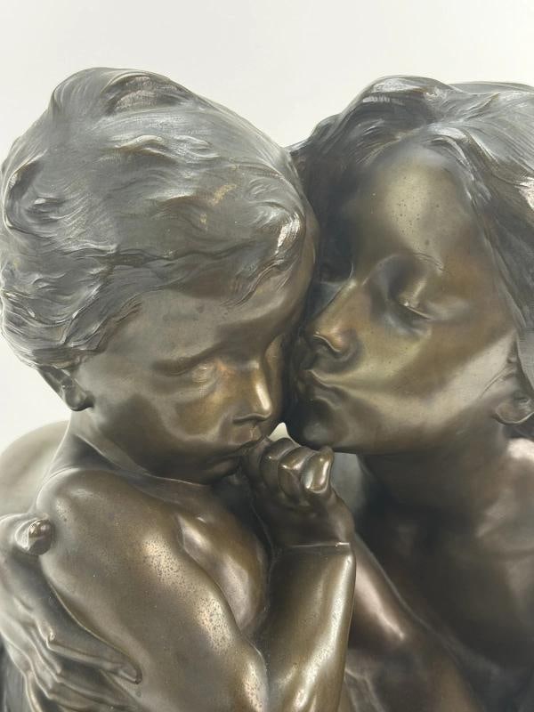 Antique French Bronze Henri Pernot Le Grande Soeur Sculpture - 6